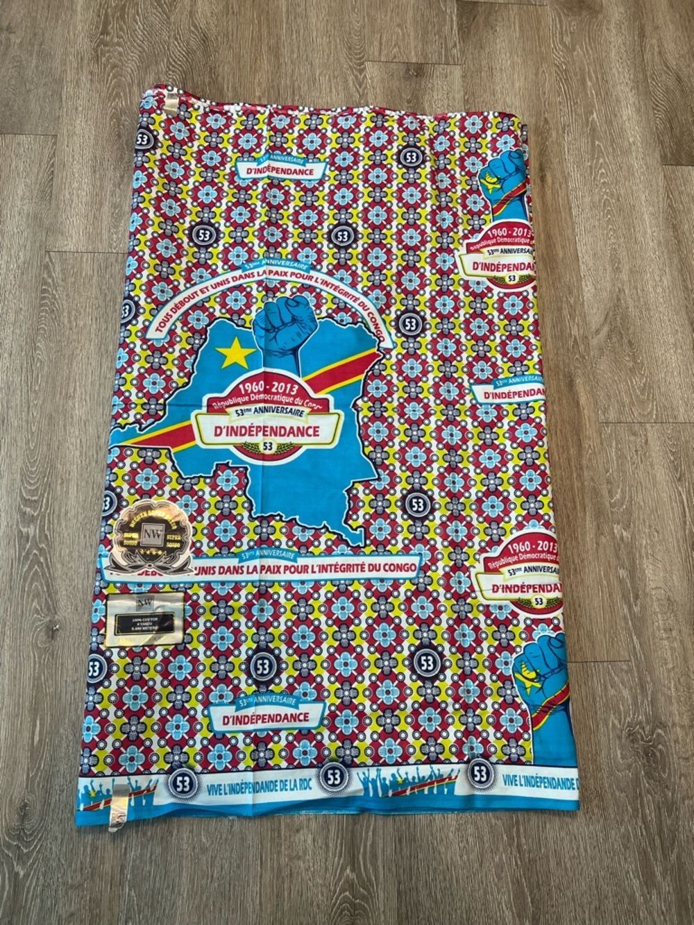 African Fabric – Congo Independence 53rd Anniversary 1960–2013 – Approx. 6 Yards